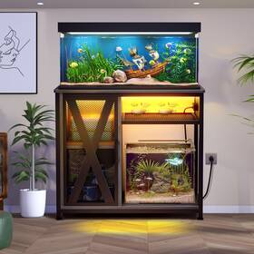 Taus Beysh77es1 40-50 Gallon Aquarium Stand With Led Light 3-tier Storage Cabinet For Fish