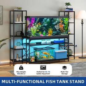 Taus Beysh9e8og 55-75 Gallon Aquarium Display Stand For Fish Turtle 860lbs Capacity With Led Light