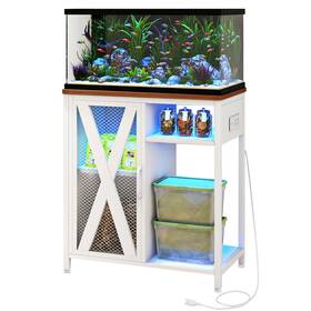 Beysh9m8gb Taus Aquarium Stand For 20 Gallon Tank Cabinet With Power Outlets And Led Light White