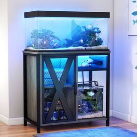 Taus Beyshab9io 29 Gallon Aquarium Stand With Cabinet And Charging Station Led Fish Tank