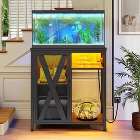 Taus Beyshdetk1 20-29 Gallon Fish Heavy Duty Tank Stand With Power Strip And Led Light Aquarium