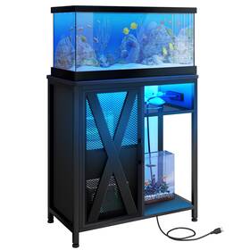 Taus Beyshe9tru 20-29 Gallon Fish Tank Stand With Power Strip And Led Light Heavy Duty Aquarium