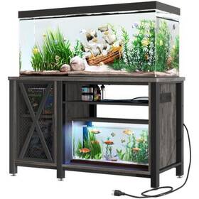 Beyshqv0fl Taus 55-75 Gallon Aquarium Stand Cabinet With Charging Station Fish Tank Grey