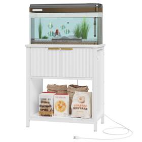 Taus Beyshrc80q Metal Aquarium Stand Storage Cabinet For 20-50 Gallon Fish Tank With Power Outlets