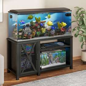 Taus Beyshvxjn5 55-75 Gallon Fish Tank Stand With Power Outlets Heavy Duty Aquarium Cabinet