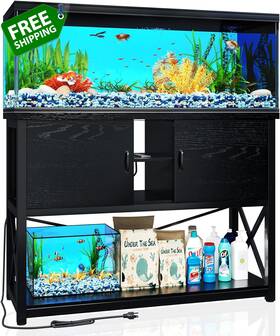 Tc-homeny 445011840864 Tc-homeny 55-75 Gallon Aquarium Stand With Charging Station And Cable Holes Met