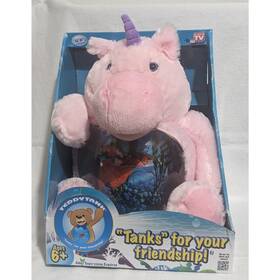 Telebrands 8503 Teddy Tank Plush Pink Magical Unicorn Fish Bowl Pal - New See Photos