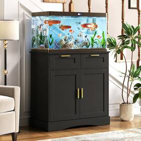 Terroute Ptbx01bk 20-29 Gallon Fish Tank Stand With Storage Cabinet Aquarium 2 Drawe