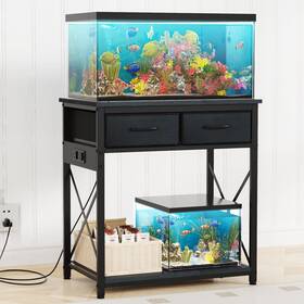 Tfk Fts002 20-29-37 Gallon Fish Tank Stand With Power Outlet Heavy Duty Metal Aquarium