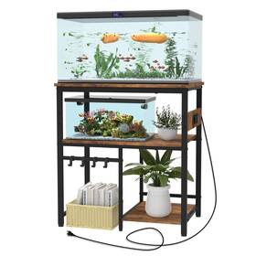Tfk Hpamfts001-br 20-29-37 Gallon Fish Tank Stand 3-tier Aquarium With Power Outlet Rept