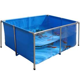 Thooum B0dpwccsmr Pvc Koi Tank 135 Gal Aquarium Fish Pond Clear Panel Ss Frame Drain Valve 47.3 Inch L