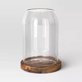 90431303 Threshold Large Glass Terrarium Includes Wood Base Natural 10.55 Inch X X13.78