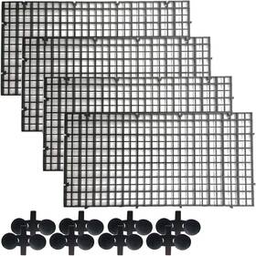 Tihood 775185107140 4pcs Aquarium Divider Tray Plastic Grid Egg Crate Light Black