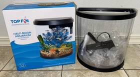Top Fin 196481037878 Aquarium - 3.5 Gallon Half Moon Tank. No Lid