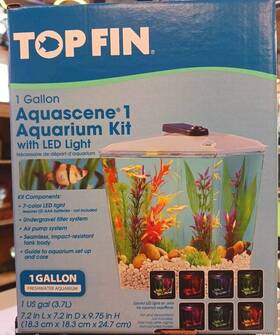 Top Fin Bxzr1ak Topfin One 1 Gallon Aqurium Kit. Led Filter Air Pump