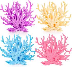 To-artificialcoral-4c Topzea 4 Pack Artificial Aquarium Coral Decor Blue Pink Purple Beige