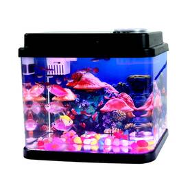 Toycol Lb-a009-yg01 Mini Fish Tank Small Aquarium 1 Gallon Bowl 6 Color Auto-looping Light 3