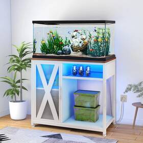 Un Brand 313045256241 Fish Tank Stand Metal Aquarium With Power Outlets And Led Light Cabinet