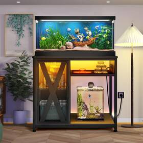 Un Brand 445033729758 Fish Tank Stand Metal Aquarium With Power Outlets And Led Light Cabinet