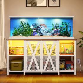 Un Brand Dvdexlml5l Heavy Duty Metal Aquarium Stand With Led Light And Power Outlets For 75-120 Gall