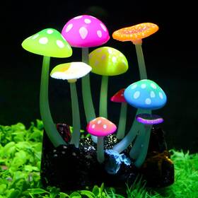 Uniclife B06xrdk72h Glowing Effect Artificial Mushroom Aquarium Plant Decor Ornament