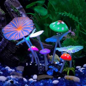 Uniclife Uniclife-ul555 Aquarium Coral Plant Ornament With Mushroom&lotus Colorful