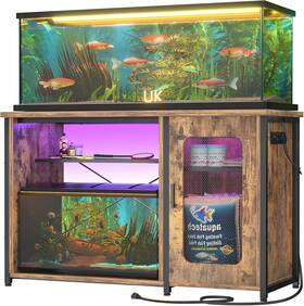 Unikito 445039284282 55-75 Gallon Aquarium Stand With Power Outlets And Led Light Reversible F