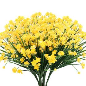 Urstoud Oud-sg-10p-yellow 10pcs Artificial Flowers Fake Greenery Faux Plastic Bushes Shrubs Uv Res