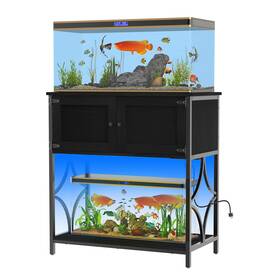 Uvaniohom Ssvas1-3bk 20-29 Gallon Aquarium Stand With Power Outlets And Led Light 330lbs Capacity