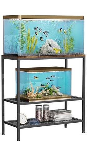 Vanverb B0f888cxtr 20-29 Gallon Fish Tank Stand 3-tier Adjustable Aquarium Reptile Terrariu