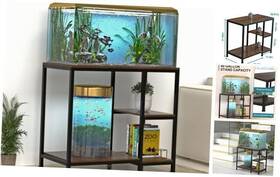 Vanverb Fts-040 Fish Tank Stand For - Wood Aquarium With Shelves 40 Gallon