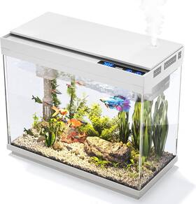 Vehipa 445036051054 Fish Tank 2.4 Gallon Aquarium Kit With Humidifier 7-color Auto-looping 3 In 1 Qu