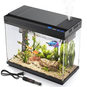 Vehipa B0fl24dx72 2.4 Gal Fish Tank Aquarium Heater 3-in-1 Silent Pump Filter 7-color Led