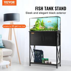 Vevor 197988199762 20 Gallon Aquarium Stand Steel And Mdf 25.6x16.5x31.9 Inch 167.6 Lbs Capacity Black