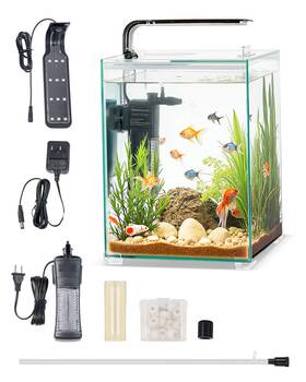 Vevor 197988509240 5 Gallon Fish Tank Aquarium Smart Square Clear Glass 3 Color Self Cleaning