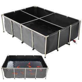 Vevor B0f83tvs26 470 Gal Canvas Fish Pond Above Ground Pvc Koi Tank With Clear Viewing