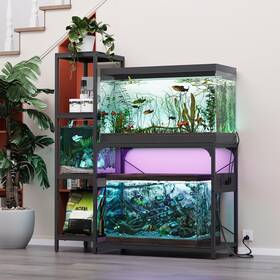 Vowner Rs-60 20-29 Gallon Fish Tank Stand With Power Outlet Wood Aquarium