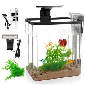 Wagrvuy Rsk0005-fb01 1.5 Gallon Aquarium Starter Kits - Plastic Fish Tank Kit Clear Beta Tank
