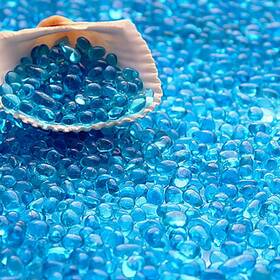 Wayber 746827096306 Glass Stones 1lb/460g Irregular Sea Pebbles Non-toxic Lake Blue