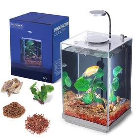 Wonderfactory 198715113372 3 Gallon Aquarium Fish Tank Aio Starter Kit Including Hd Float Glass Small A