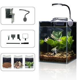 Wonderfactory 198715348446 Fish Tank Aquarium 1.5 Gallon Aio Starter Kit Including Hd Float Glass Small