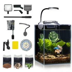 Wonderfactory B0fn3mpykr Desktop 1.25 Gal Glass Aquarium Set With Heater Pump Filter Led Light