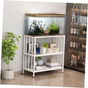 Woulhomy Yg001wm Fish Tank Stand With Metal Shelves 40 Gallon Aquarium Gallon-white