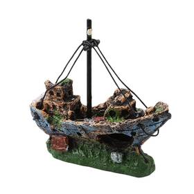 Ximimark Ly1657 1 Pcs Fish Tank Landscaping Pirate Ship Wreckage Aquarium Decorati