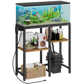 Yatiney Ft01ubr 20-29 Gallon Fish Tank Stand With Power Outlet Aquarium Storage Organi