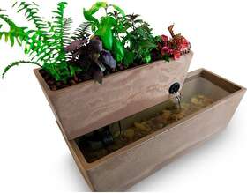 Yj Zlm4187 Fountain Aquaponics Ecosystem Kit Taupe 6-gal