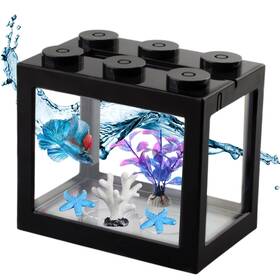 Yobiipaw 983649323942 Small Betta Fish Tank Mini Stackable Bowl Aquarium With Starf