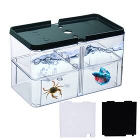 Yobiisolut 2se-xiagang-3he1-touming Small Betta Fish Tank 3-in-1 Stackable Mini Divided Compartments
