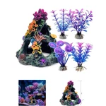 Colorful Coral Reef Set - Aquarium Mountain Ornament With Aquatic Plants 5.2". Fixed Price $25.88.