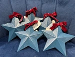 5) Christmas Metal Blue Star Ornaments Bows Knob Wall Decoration. Fixed Price $14.00.